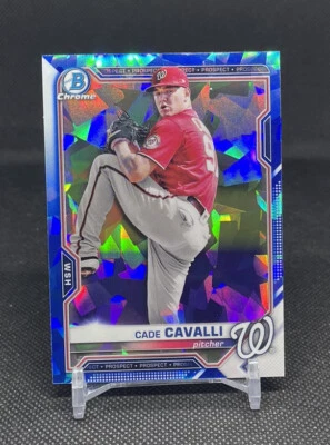 2021 Bowman Chrome Sapphire Prospect #BCP-99 - Cade Cavalli - Nationals! - Image 1 of 2