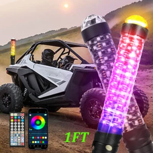 Pair 1FT Thick LED Spiral Fat Whip Light Chasing For Polaris RZR XP 1000 900 800 - Foto 1 di 19