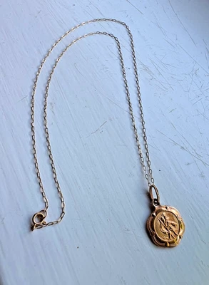 Vintage Italian 9ct Gold St. Christopher Pendant Gold Chain Unoaerre Hallmarked - Image 1 of 4