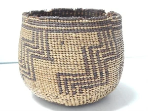 ANTIQUE c.1890-20s YUROK (HUPA) CALIFORNIA GIFT BASKET - early example - Picture 1 of 8