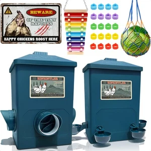 Chicken Feeder and Waterer Set 3 Gallon Automatic Port Combo - Picture 1 of 9
