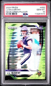 2024 Panini Prizm JJ McCarthy Rookie Neon Green Pulsar #100 PSA 10 - Picture 1 of 1