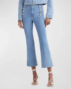 NWT $275 Derek Lam 10 Crosby Decorative Button Flared Cropped Jeans 28 - Picture 1 of 7