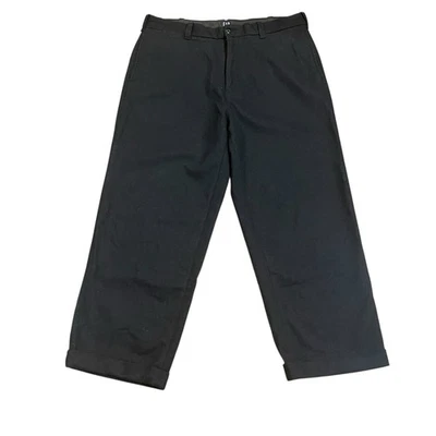 VTG Gap Pants 38x32 Black Wool Tweed Military Wide Leg Trousers Infantry Stretch - Image 1 of 4