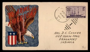 MayfairStamps US 1945 Virgin Islands Patriotic to Arms America to Frankfort IN C - Picture 1 of 2