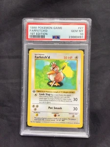 Pokemon Cards: Base Set 1st Edition Uncommon: Farfetch'd 27/102 PSA 10 - Picture 1 of 6
