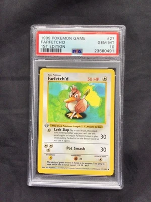 Pokemon Cards: Base Set 1st Edition Uncommon: Farfetch'd 27/102 PSA 10 - Image 1 of 4