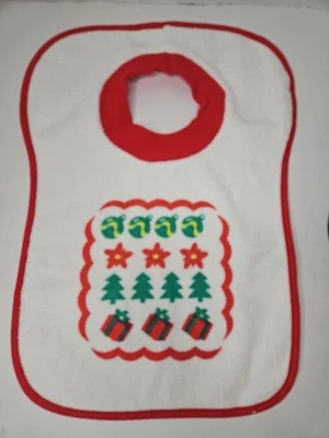 Babero de bebé vintage de tela de rizo Dee Givens & Co suéter de Navidad árbol regalo algodón Foto 1 de 4