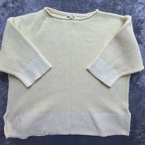 Gap Sweater Womens XS / Small Yellow White Knit Oversized Casual Boxy - Foto 1 di 5