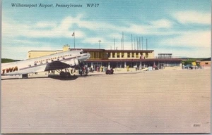 Escena postal del aeropuerto de Williamsport, Pensilvania de la década de 1950 / avión TWA / LINO - Imagen 1 de 2