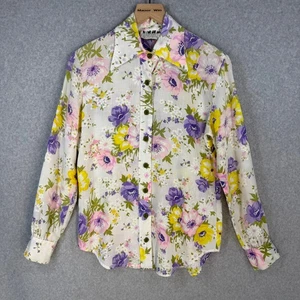 Habitat Women's Floral Button Down Shirt Size Large Cotton Spring Vintage Boho - Picture 1 of 9