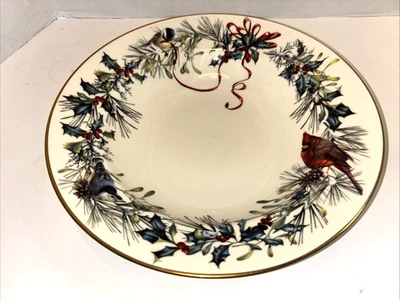 Lenox Winter Greetings cardinal 10 1/4 in Serving Bowl  USA 3 brids Unused - Image 1 of 2