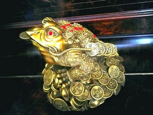 Large Brass Master of Treasures Toad – Super Fengshui Item - Picture 1 of 11