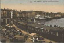 CPA 76 - DIEPPE - DEPART DU TRAIN MARITIME - MAGNIFIQUE ANIMATION - VERS 1900