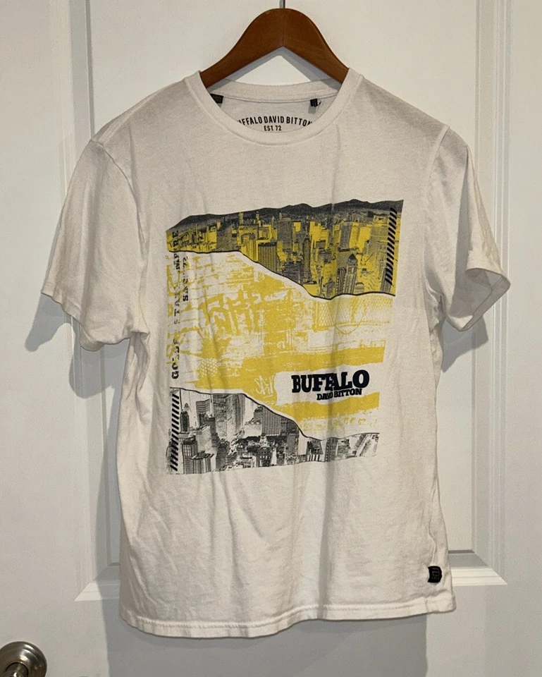Camiseta Buffalo David Bitton Para Hombre Talla S Blanca Gráfica Cuello Redondo Foto 1 de 4