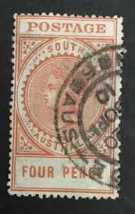 SOUTH AUSTRALIA 1906 Long Tom Thick Letters Types Used Stamp 4d as Per Photos - Picture 1 of 3
