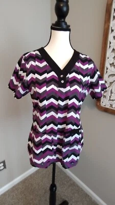 NRG by Barco Women's SZ Small Scrub Top Nurses Uniform Butterflies Zipper Pink - Image 1 of 4