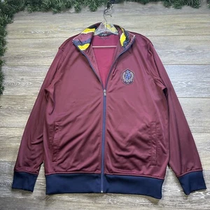 Sean John Sweatshirt Size Large Maroon Red Full Zip Blue Logo Warm Up Jacket - Picture 1 of 19