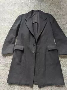 vintage 1900s victorian OVERCOAT heavy wool 40 black TOPCOAT trenchcoat jacket - Picture 1 of 13