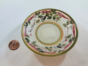 Yankee Candle Tea Light Votive Mini Christmas Winter Tray Plate Dish Holly 4" - Picture 1 of 10