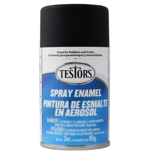 Testors Flat Black Enamel Spray Paint 3oz - Picture 1 of 1