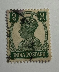 Indien KGVI 9ps Briefmarke grün - Bild 1 von 2