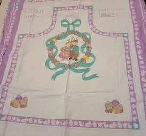 (5) Easy Crafting Happy Easter Bunny Cut & Sew Apron Fabric Panel Vintage - Picture 1 of 3