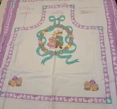 (5) Easy Crafting Happy Easter Bunny Cut & Sew Apron  Fabric Panel Vintage  - Image 1 of 3