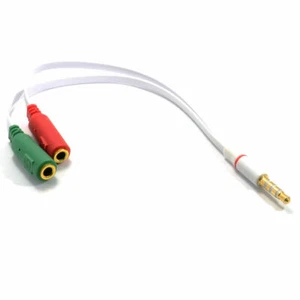 Headphone & Mic Adapter Cable 2 x 3.5mm Stereo Sockets to 3.5 mm 4 Pole (Mobile) - Afbeelding 1 van 5