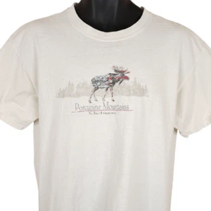 Vintage Porcupine Mountains T Shirt Mens Size Large White 90s Michigan Moose - Picture 1 of 9