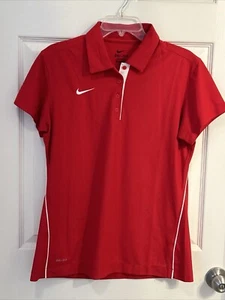Nike Golf Dri-Fit Polo Shirt Adult Large Red Button Rugby Short Sleeve Mens - Picture 1 of 7
