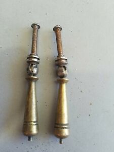 2 Rare Vintage Antique Brass Tear Drop Pulls Handles Drawer Dresser Salvage