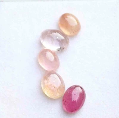 Natural Multi Tourmaline Oval Cabochon Loose Gemstone Lot 5 Pcs 14.80 CT - Image 1 of 2