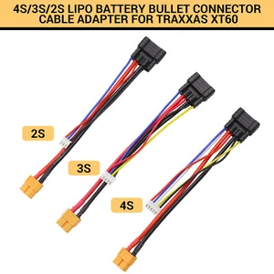 Adattatore cavo connettore bullet batteria 4S/3S/2S Lipo per Traxxas XT60 - Foto 1 di 8