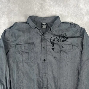 Vintage MMA ELITE Long Sleeve Button Up Men's Shirt Embroidered Grunge Size XXL - Picture 1 of 10