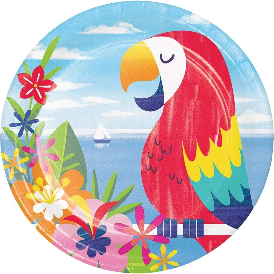 Lush Luau Tropical Island Beach Summer Party 9" Paper Dinner Plates - Image 1 of 1