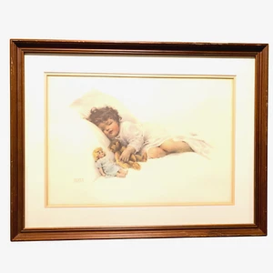 Antique New Love Framed Art Print by Bessie Pease Gutmann Large Nursery Print - Picture 1 of 9