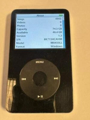 2006 Apple A1136 iPod 80 GB MP3 Video Player 5.5 Generation - Black (MA450LL/A) - Image 1 of 3