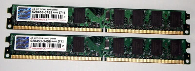 4 GB DDR2-RAM Kit (2 x 2GB) 240-pin PC2-6400U nonECC   'Transcend'   Low-Profil - Image 1 of 2