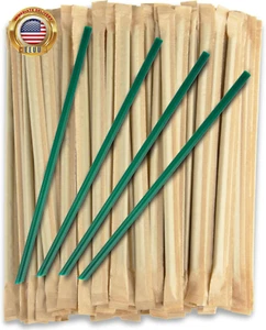 100 Pcs Individually Wrapped Straws - Green Plastic Straws Disposable Plastic Dr - Picture 1 of 6