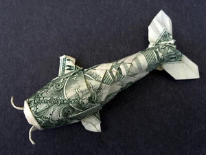 Dollar Origami KOI FISCH aus ECHTGELD Handarbeit Tiergeld Geschenk - Bild 1 von 10