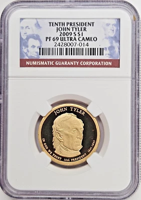 2009-S John Tyler Presidential Dollar NGC PF-69 Ultra Cameo #07-014 - Image 1 of 2
