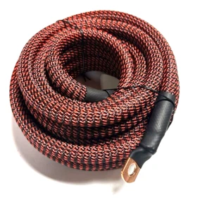 25ft BLACK/RED SNAKESKIN OFC Wire Strands Copper Marine Cable AWG 4 Gauge - Picture 1 of 1