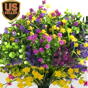 12 Bundles Artificial Fake Flowers Outdoor, UV Resistant No Fade Boxwood Faux... - Picture 1 of 1