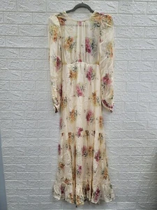 New By Timo Tiered Jacquard Open Back Long Sleeve Maxi Dress Size Small - Picture 1 of 10