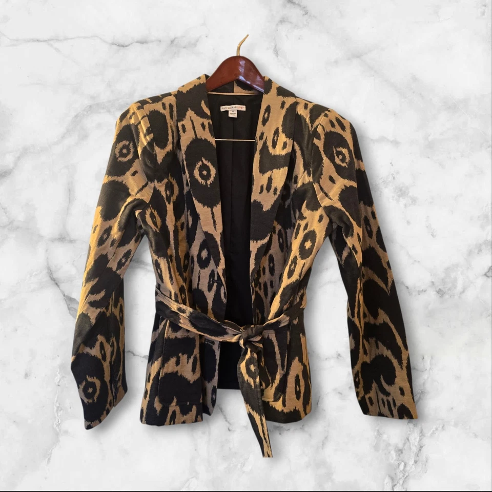 Isaac Mizrahi Live! Blazer estampado animal con cinturón talla 14 Foto 1 de 4