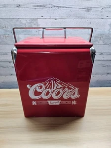 COORS BANQUET RETRO METAL COOLER W/BOTTLE OPENER - RED - 18 CAN - Picture 1 of 7