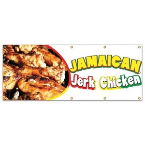 Jamaican Jerk Chicken Banner Concession Stand Food Truck Single Sided - Picture 1 of 11