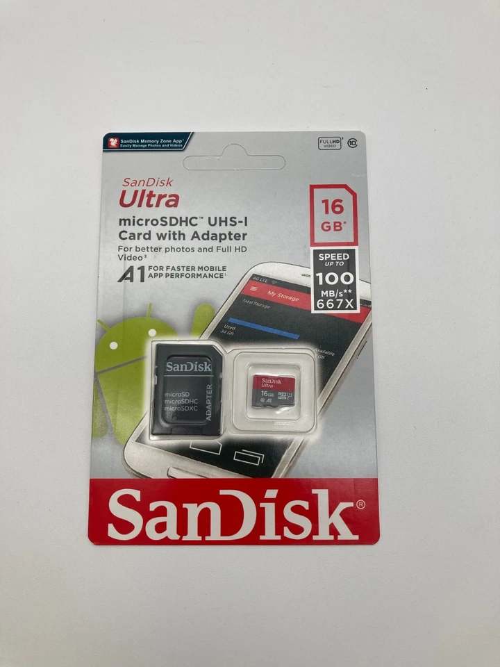 SanDisk Ultra microSDHC UHS-I Card with Adapter 16GB - Image 1 of 2