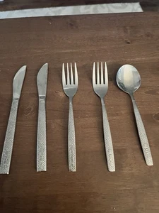 Vintage United Airlines Besteck 5-teiliges Set - 2 Messer 2 Gabeln 1 Löffel strukturiert  - Bild 1 von 10
